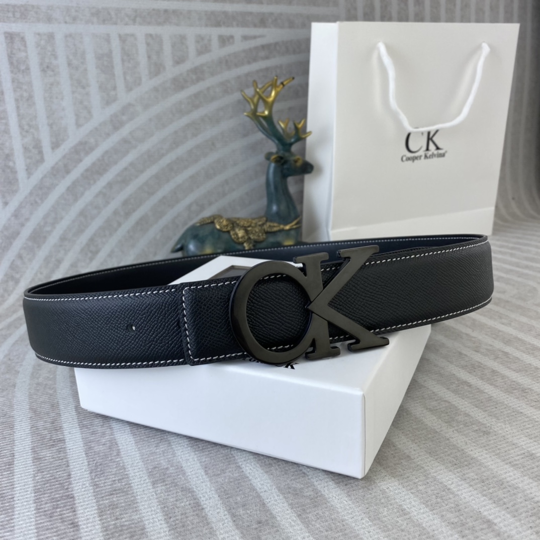 CK 💕 特种皮腰带系列 ，原厂五金精品不锈钢扣，手感柔软舒适 宽3.8CM。
