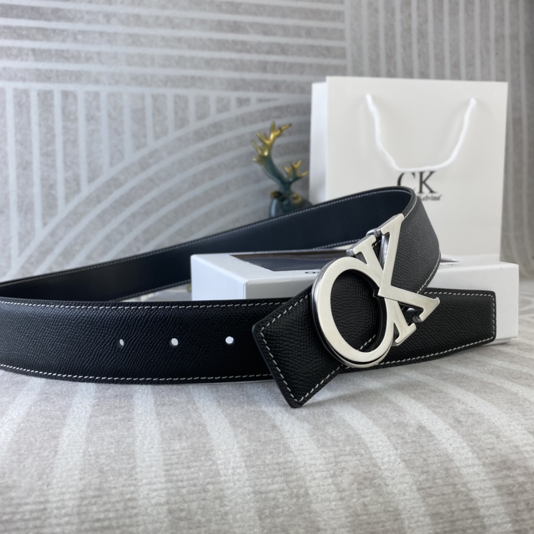 CK 💕 特种皮腰带系列 ，原厂五金精品不锈钢扣，手感柔软舒适 宽3.8CM。