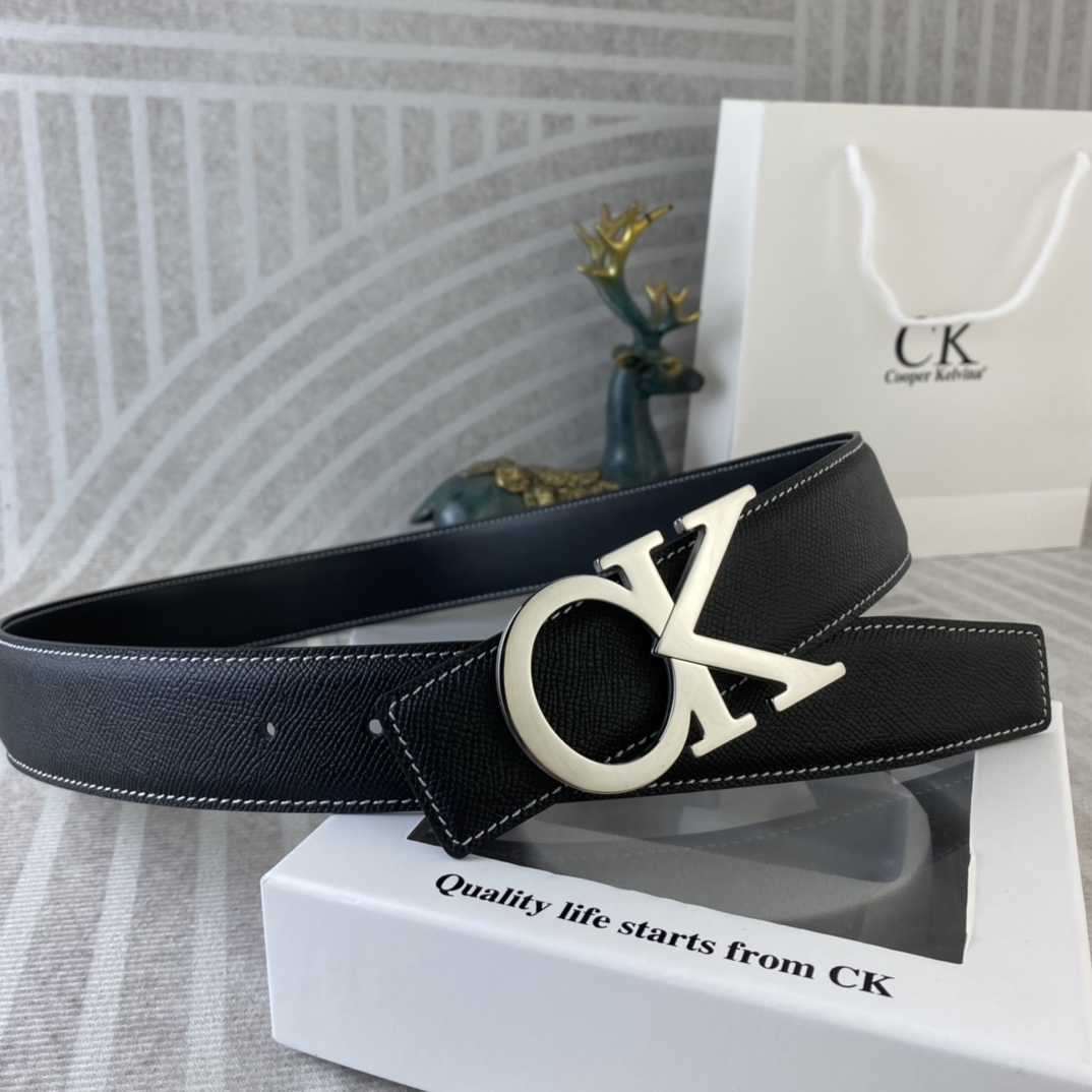 CK 💕 特种皮腰带系列 ，原厂五金精品不锈钢扣，手感柔软舒适 宽3.8CM。