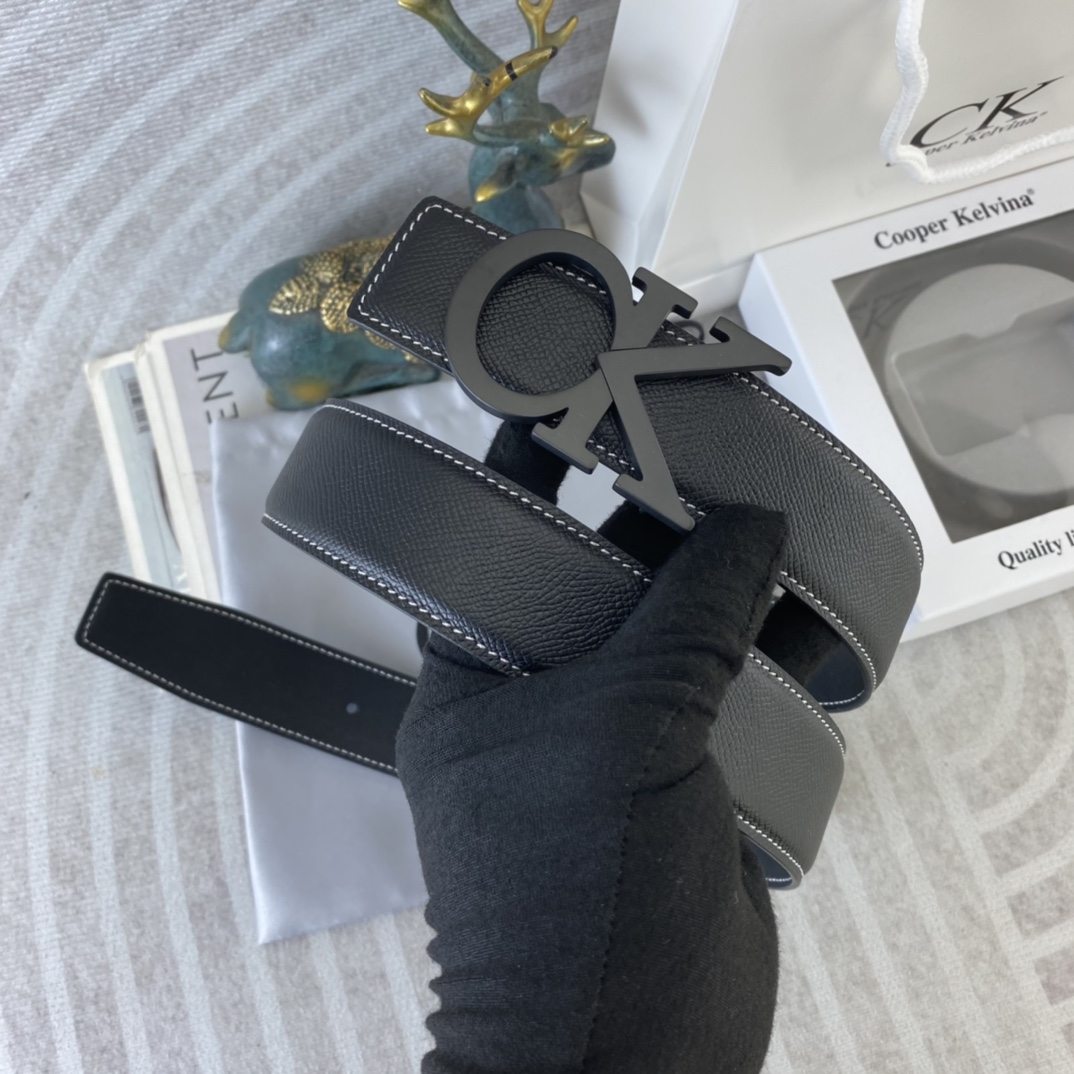 CK 💕 特种皮腰带系列 ，原厂五金精品不锈钢扣，手感柔软舒适 宽3.8CM。