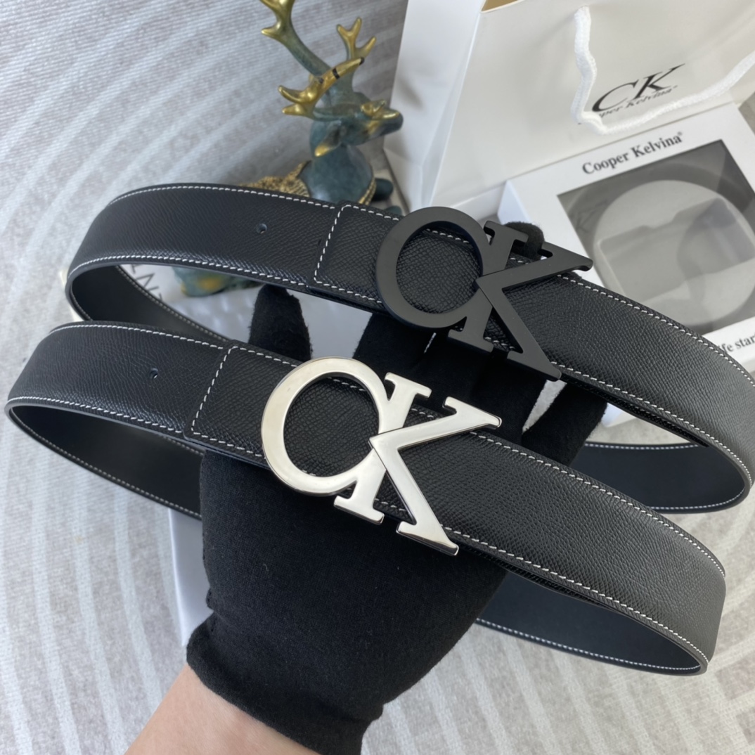 CK 💕 特种皮腰带系列 ，原厂五金精品不锈钢扣，手感柔软舒适 宽3.8CM。