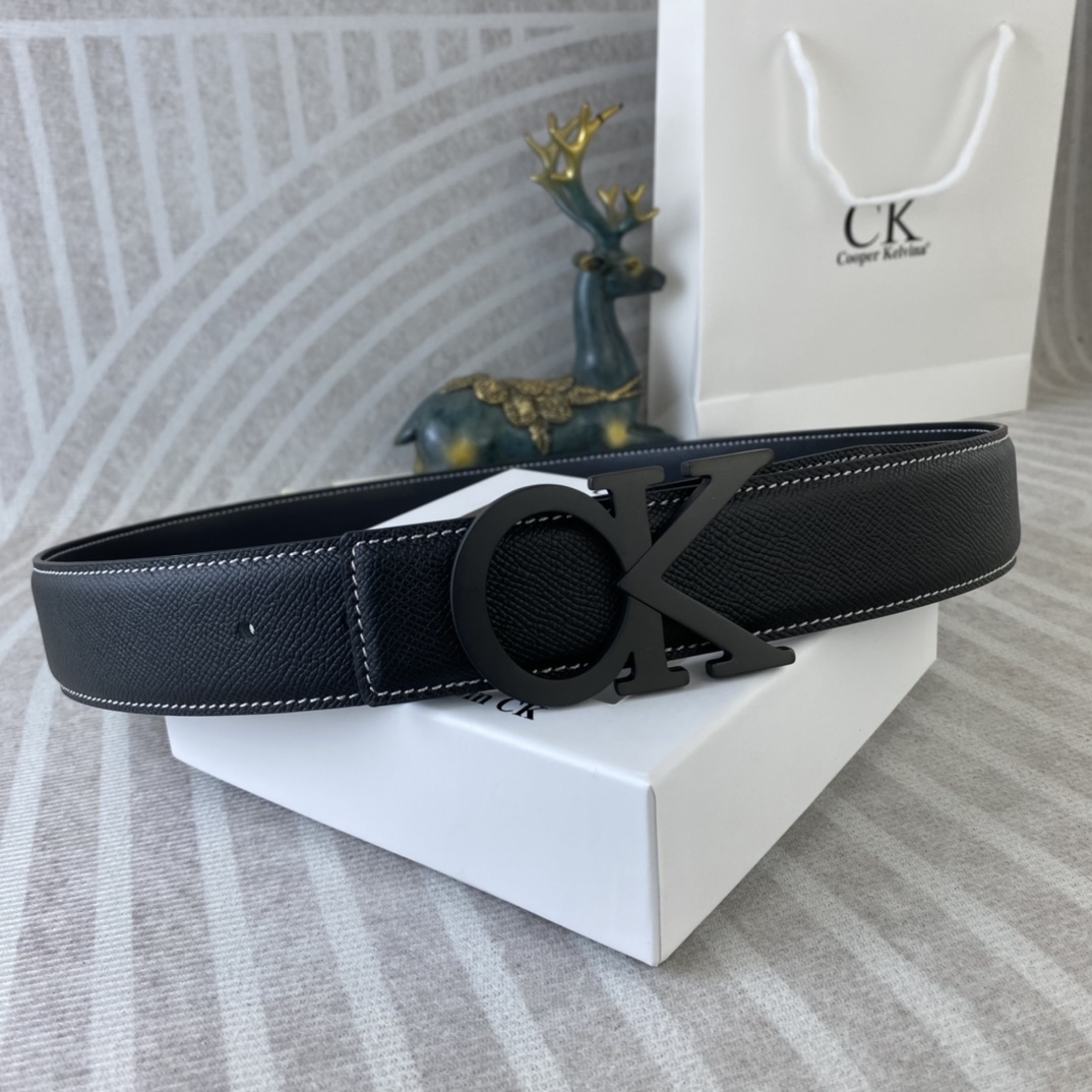 CK 💕 特种皮腰带系列 ，原厂五金精品不锈钢扣，手感柔软舒适 宽3.8CM。