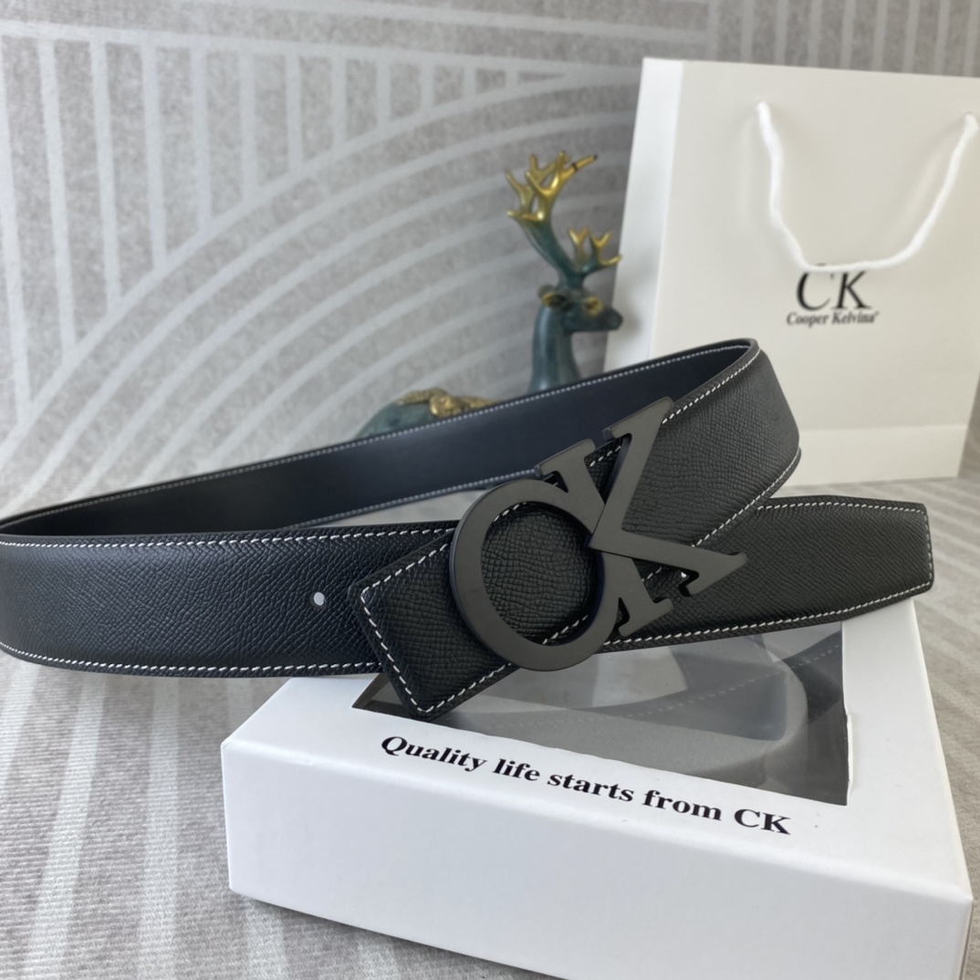 CK 💕 特种皮腰带系列 ，原厂五金精品不锈钢扣，手感柔软舒适 宽3.8CM。