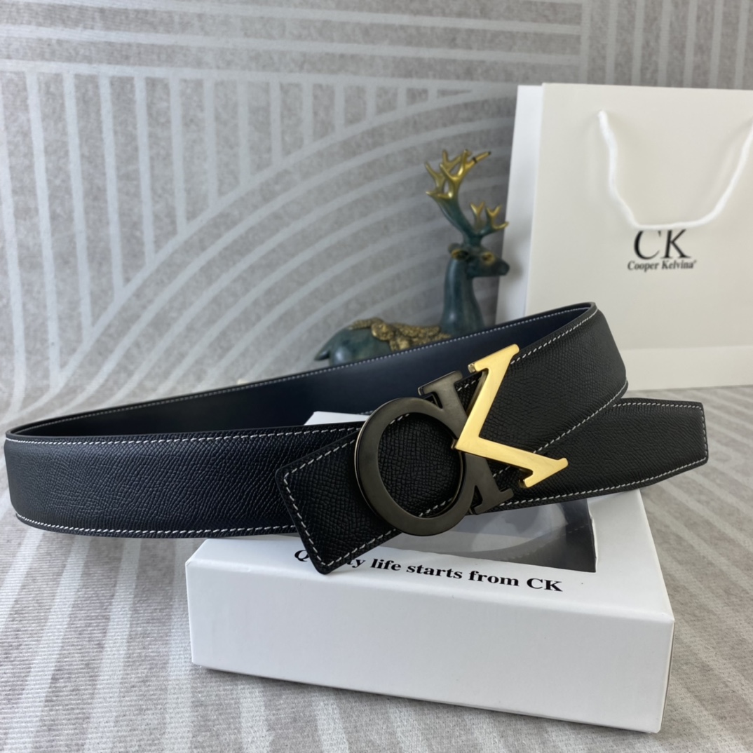 CK 💕 特种皮腰带系列 ，原厂五金精品不锈钢扣，手感柔软舒适 宽3.8CM。