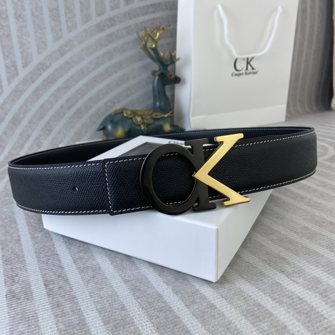 CK 💕 特种皮腰带系列 ，原厂五金精品不锈钢扣，手感柔软舒适 宽3.8CM。