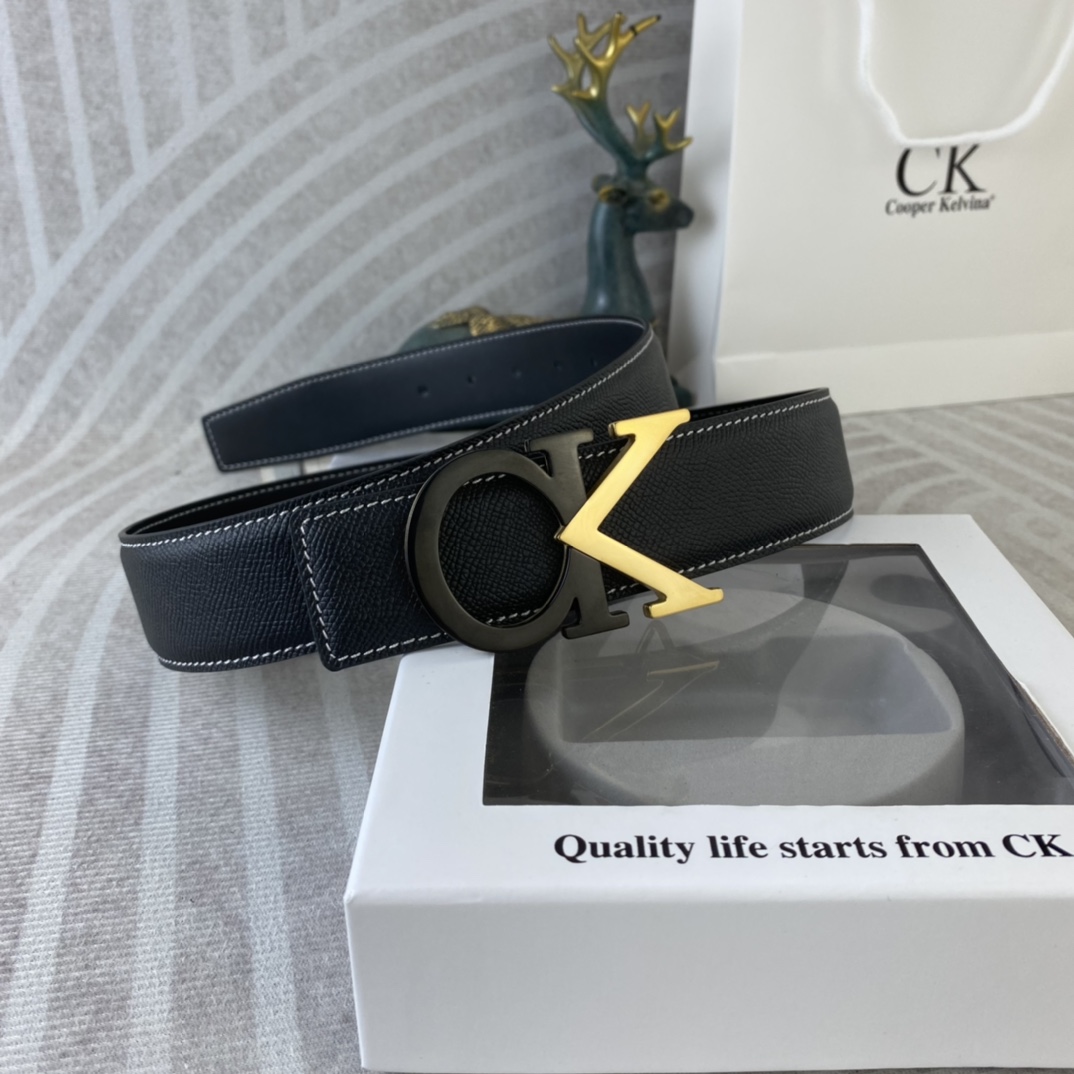 CK 💕 特种皮腰带系列 ，原厂五金精品不锈钢扣，手感柔软舒适 宽3.8CM。