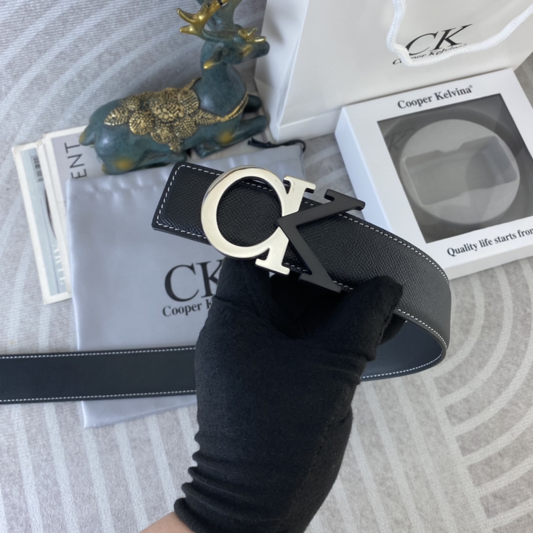 CK 💕 特种皮腰带系列 ，原厂五金精品不锈钢扣，手感柔软舒适 宽3.8CM。