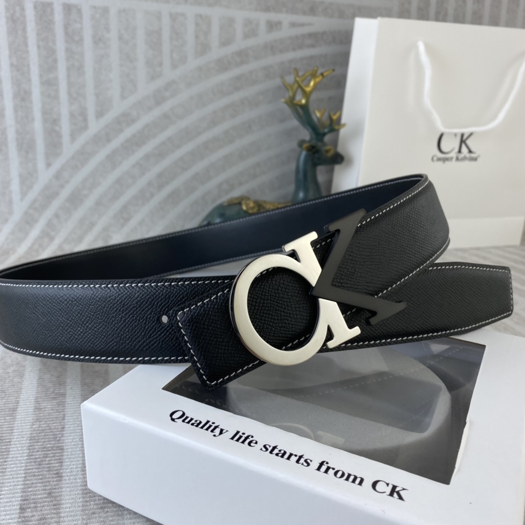 CK 💕 特种皮腰带系列 ，原厂五金精品不锈钢扣，手感柔软舒适 宽3.8CM。