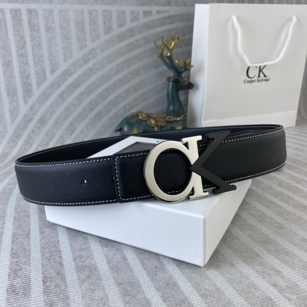 CK 💕 特种皮腰带系列 ，原厂五金精品不锈钢扣，手感柔软舒适 宽3.8CM。