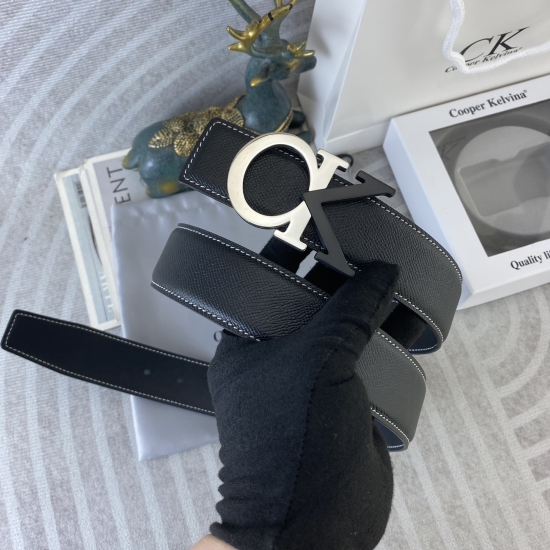 CK 💕 特种皮腰带系列 ，原厂五金精品不锈钢扣，手感柔软舒适 宽3.8CM。