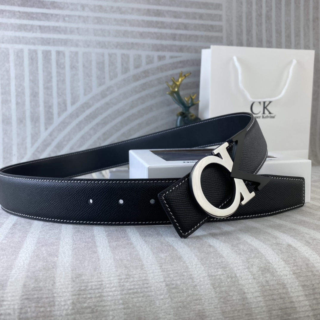 CK 💕 特种皮腰带系列 ，原厂五金精品不锈钢扣，手感柔软舒适 宽3.8CM。