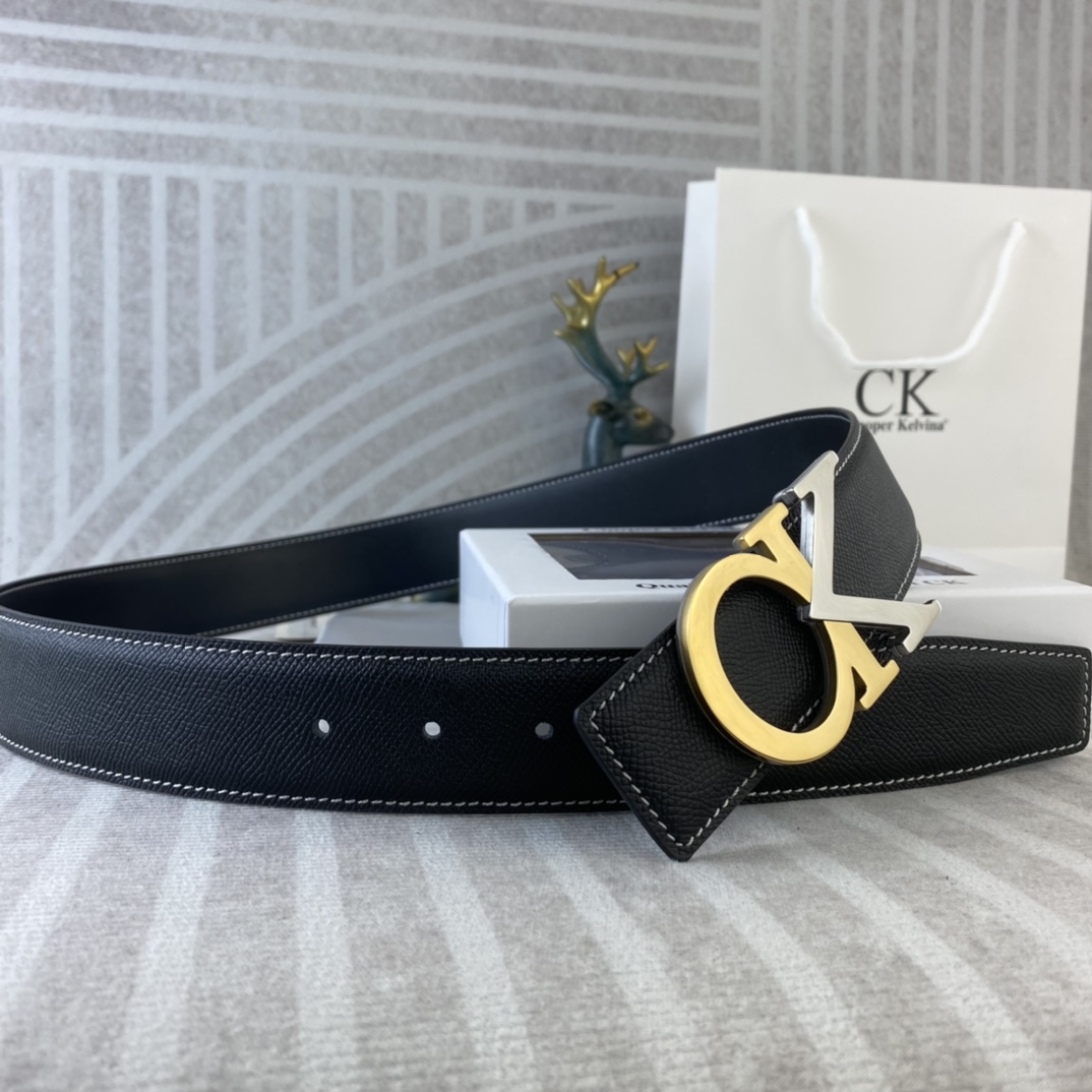 CK 💕 特种皮腰带系列 ，原厂五金精品不锈钢扣，手感柔软舒适 宽3.8CM。