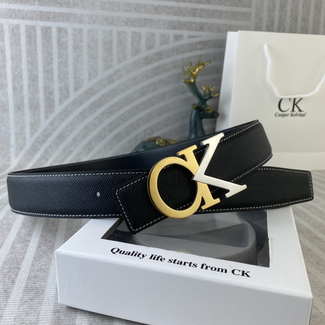 CK 💕 特种皮腰带系列 ，原厂五金精品不锈钢扣，手感柔软舒适 宽3.8CM。