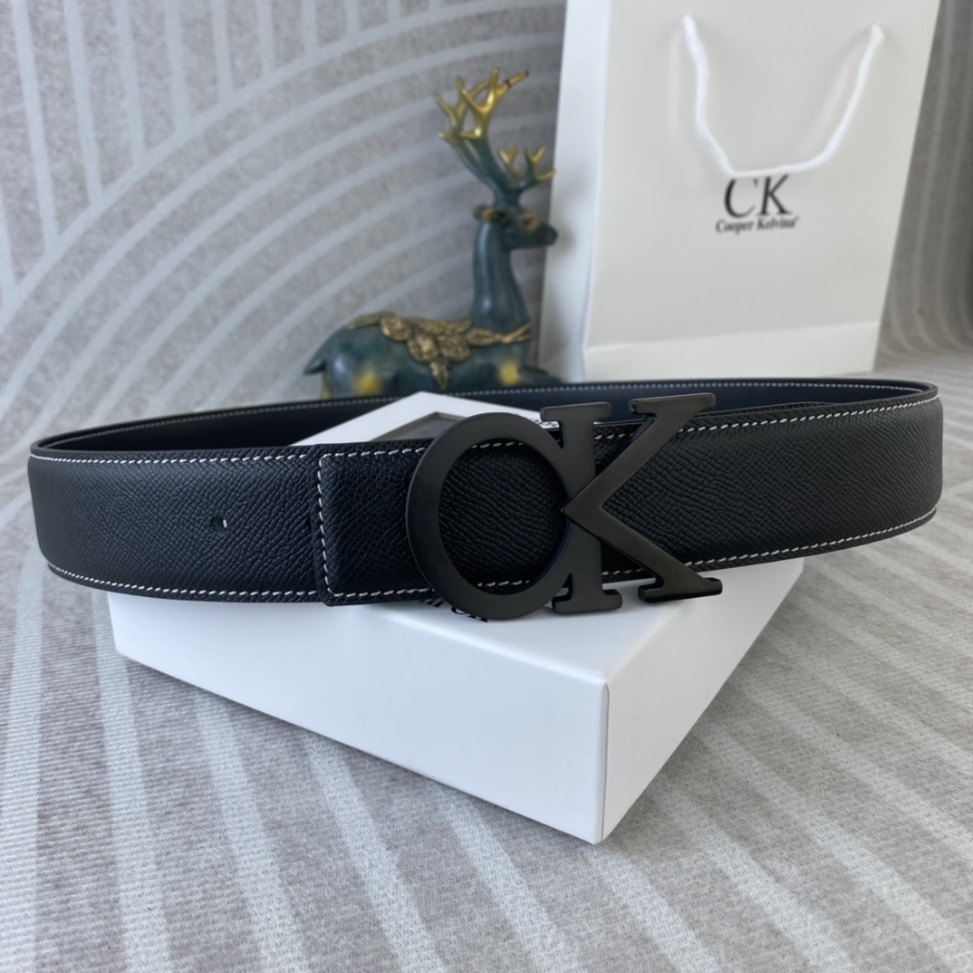 CK 💕 特种皮腰带系列 ，原厂五金精品不锈钢扣，手感柔软舒适 宽3.8CM。