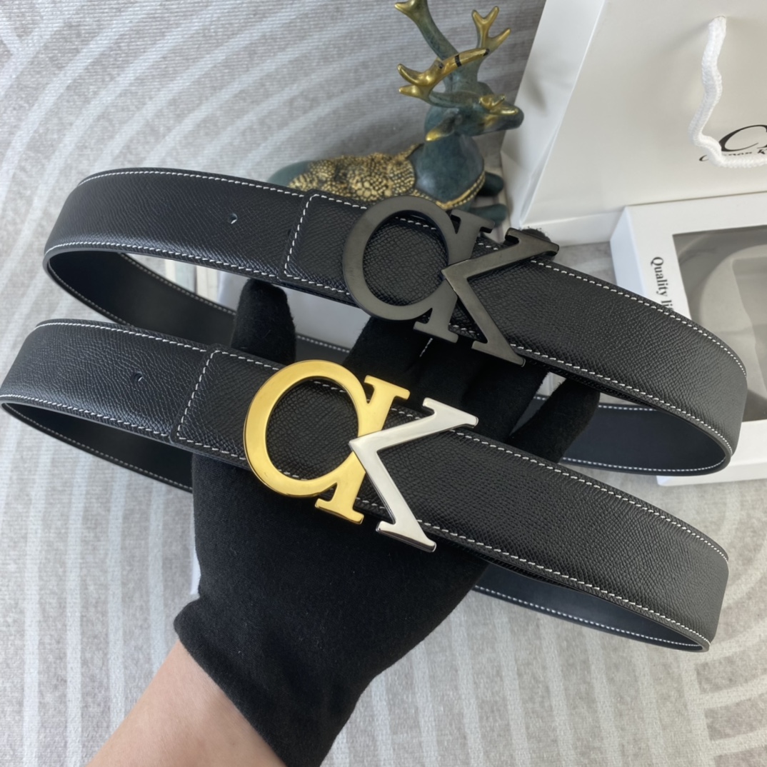 CK 💕 特种皮腰带系列 ，原厂五金精品不锈钢扣，手感柔软舒适 宽3.8CM。
