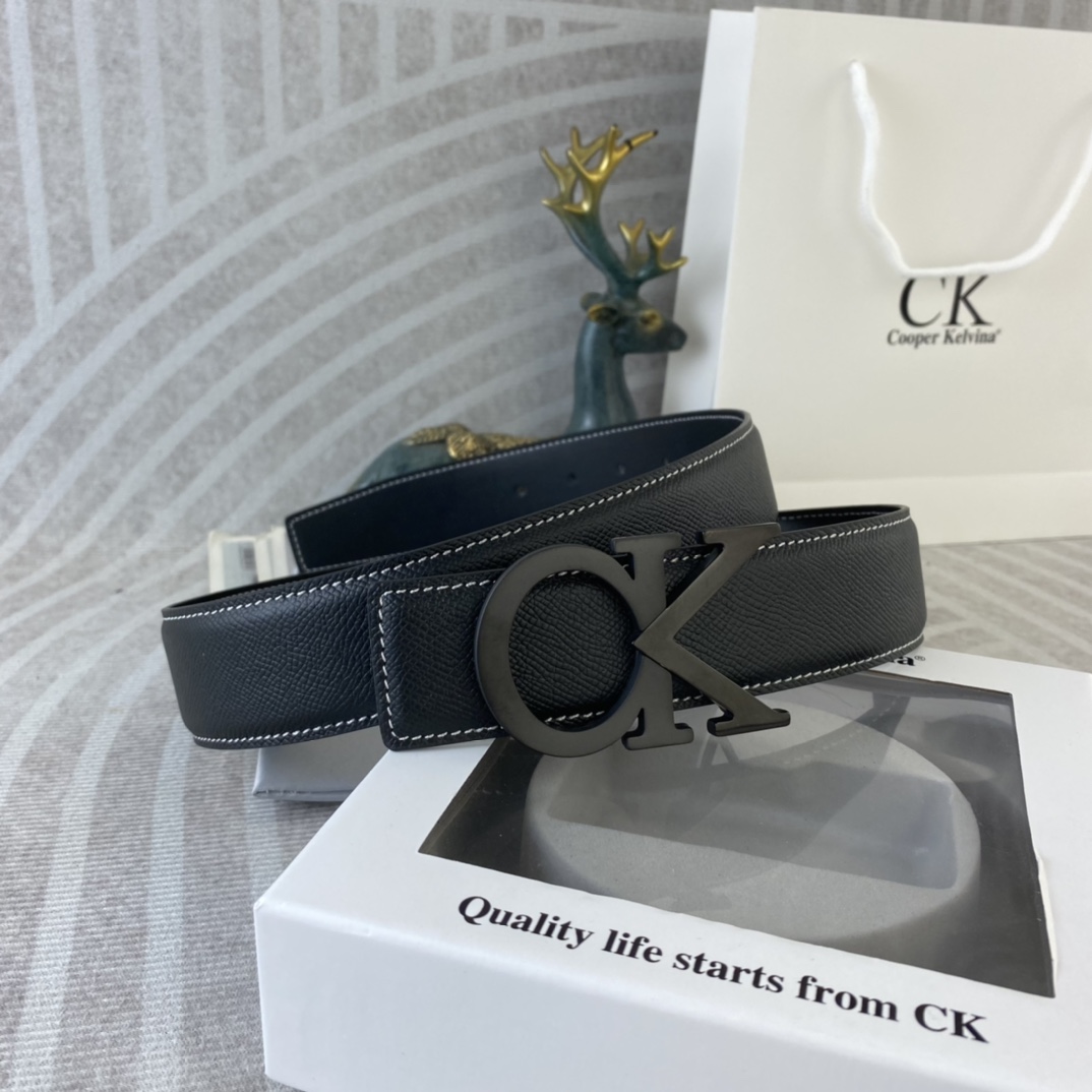 CK 💕 特种皮腰带系列 ，原厂五金精品不锈钢扣，手感柔软舒适 宽3.8CM。