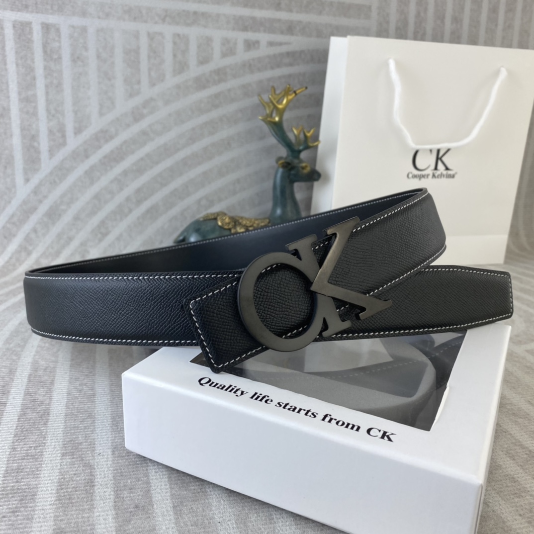 CK 💕 特种皮腰带系列 ，原厂五金精品不锈钢扣，手感柔软舒适 宽3.8CM。