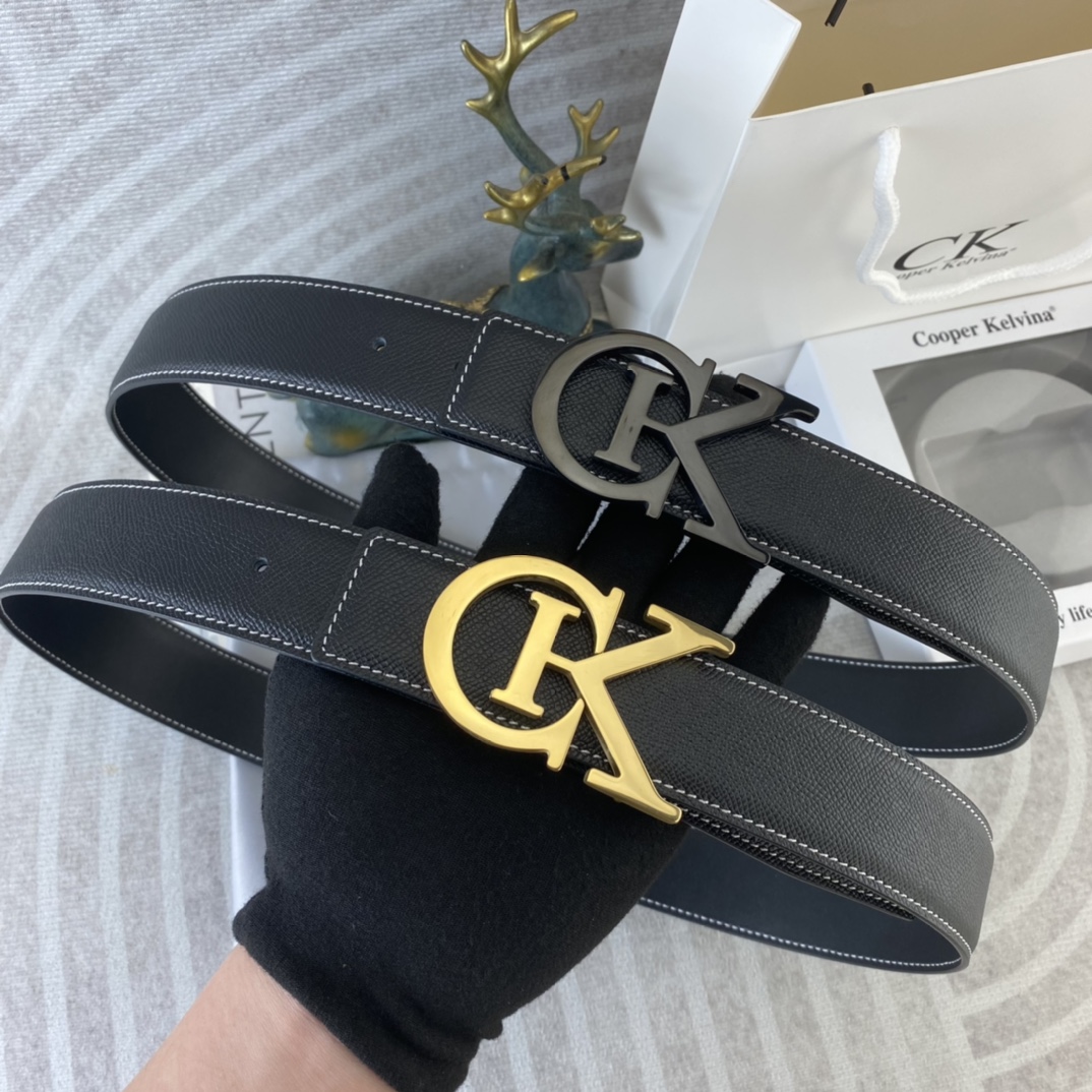 CK 💕 特种皮腰带系列 ，原厂五金精品不锈钢扣，手感柔软舒适 宽3.8CM。