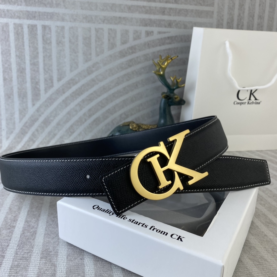 CK 💕 特种皮腰带系列 ，原厂五金精品不锈钢扣，手感柔软舒适 宽3.8CM。