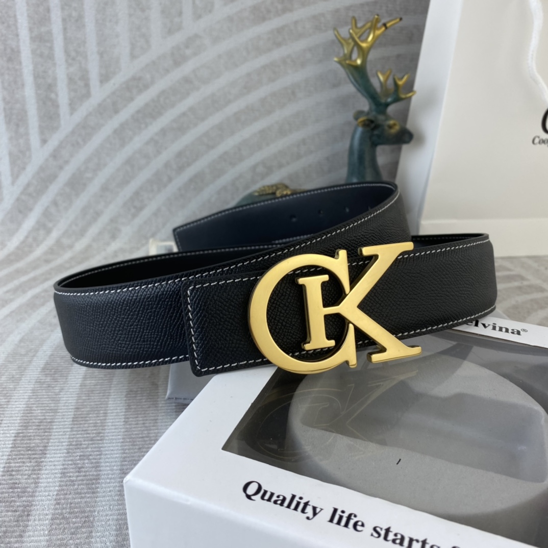 CK 💕 特种皮腰带系列 ，原厂五金精品不锈钢扣，手感柔软舒适 宽3.8CM。