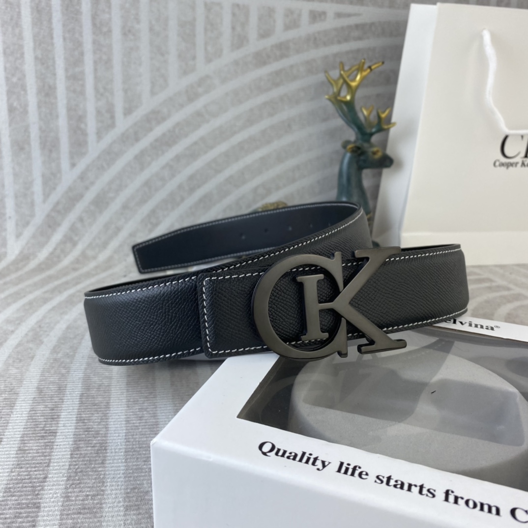 CK 💕 特种皮腰带系列 ，原厂五金精品不锈钢扣，手感柔软舒适 宽3.8CM。