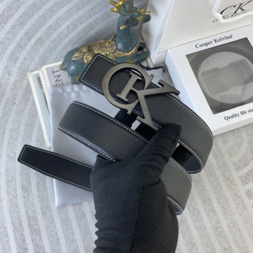 CK 💕 特种皮腰带系列 ，原厂五金精品不锈钢扣，手感柔软舒适 宽3.8CM。