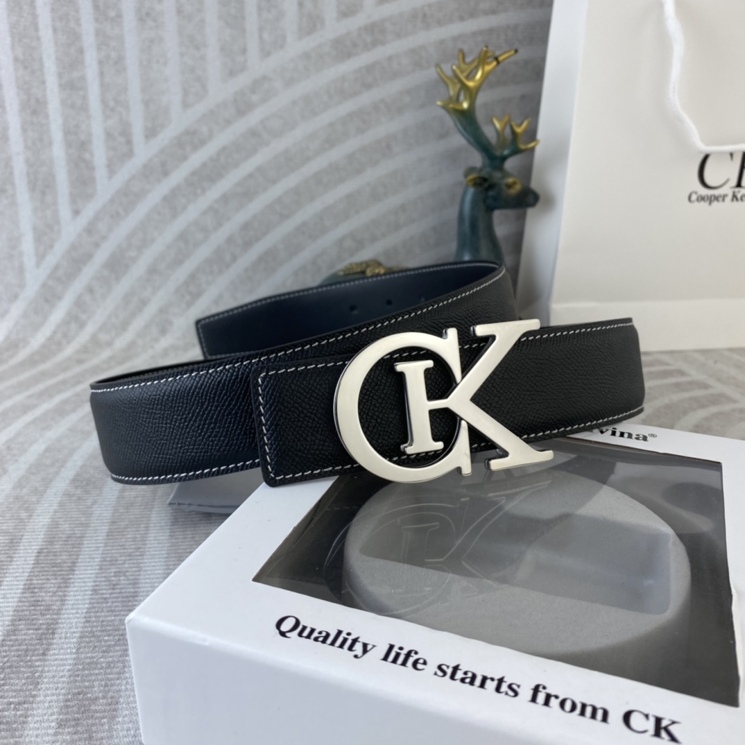 CK 💕 特种皮腰带系列 ，原厂五金精品不锈钢扣，手感柔软舒适 宽3.8CM。