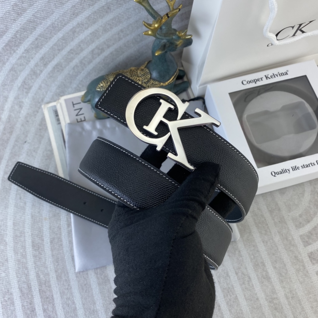 CK 💕 特种皮腰带系列 ，原厂五金精品不锈钢扣，手感柔软舒适 宽3.8CM。