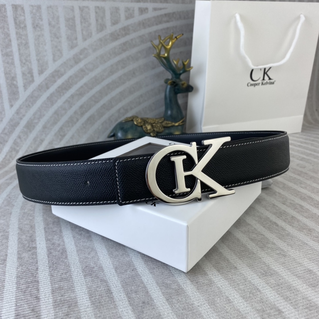 CK 💕 特种皮腰带系列 ，原厂五金精品不锈钢扣，手感柔软舒适 宽3.8CM。