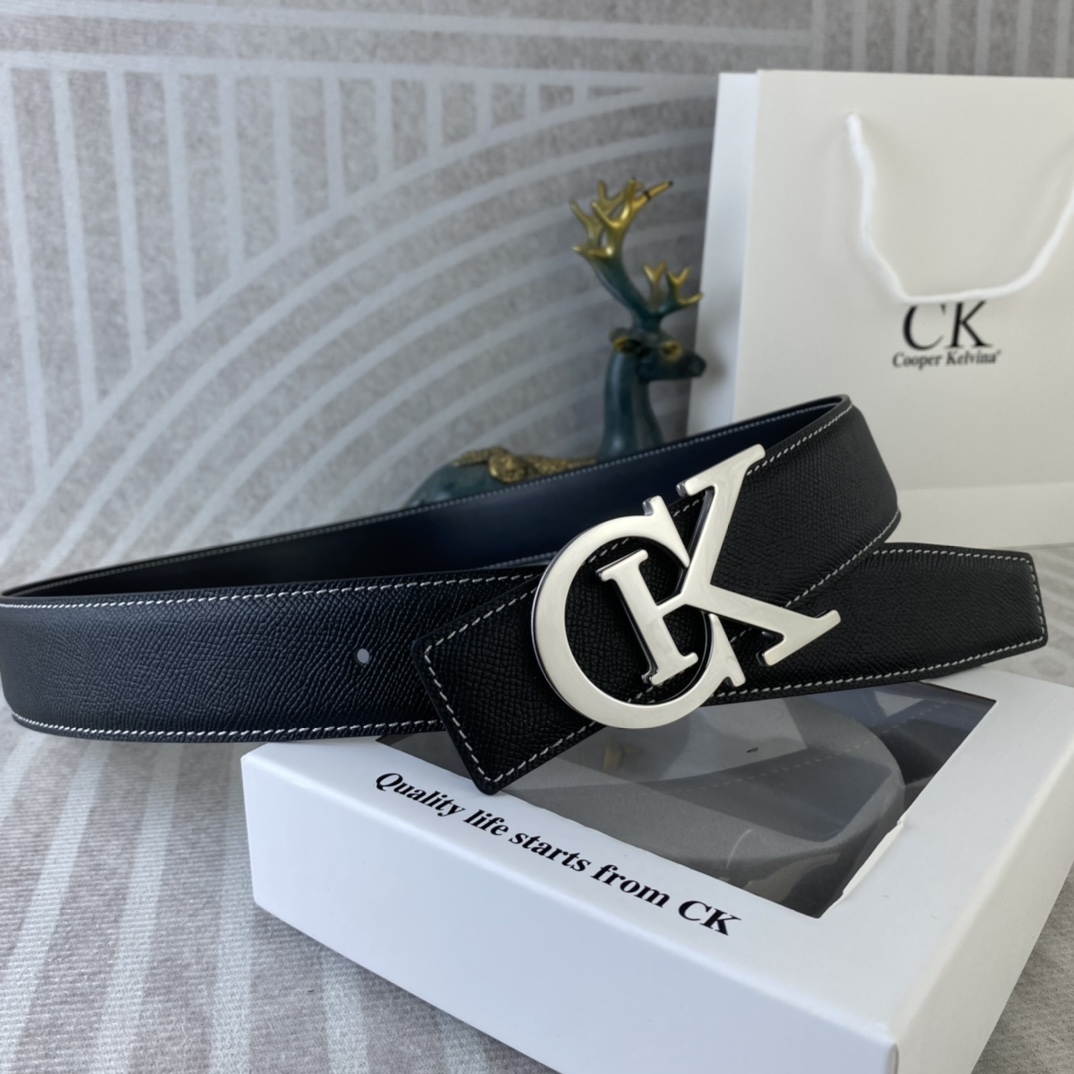 CK 💕 特种皮腰带系列 ，原厂五金精品不锈钢扣，手感柔软舒适 宽3.8CM。