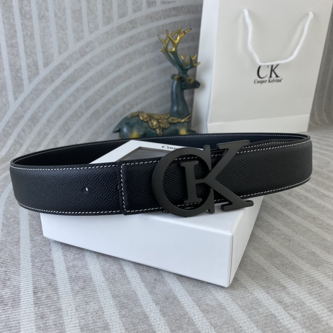 CK 💕 特种皮腰带系列 ，原厂五金精品不锈钢扣，手感柔软舒适 宽3.8CM。