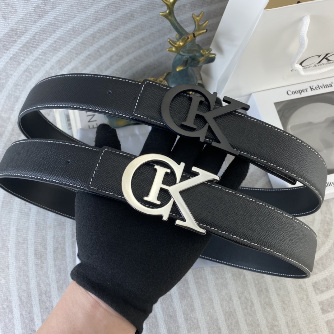 CK 💕 特种皮腰带系列 ，原厂五金精品不锈钢扣，手感柔软舒适 宽3.8CM。