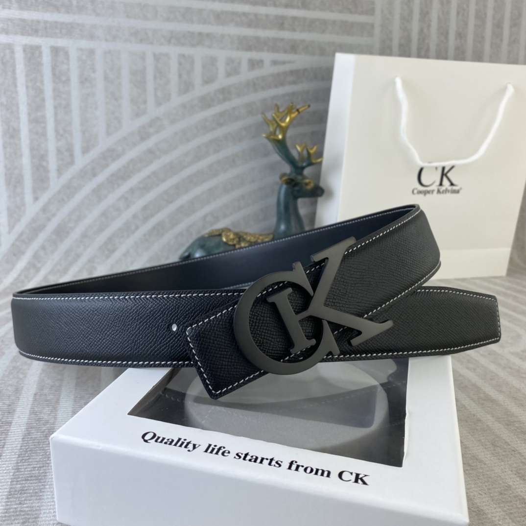 CK 💕 特种皮腰带系列 ，原厂五金精品不锈钢扣，手感柔软舒适 宽3.8CM。