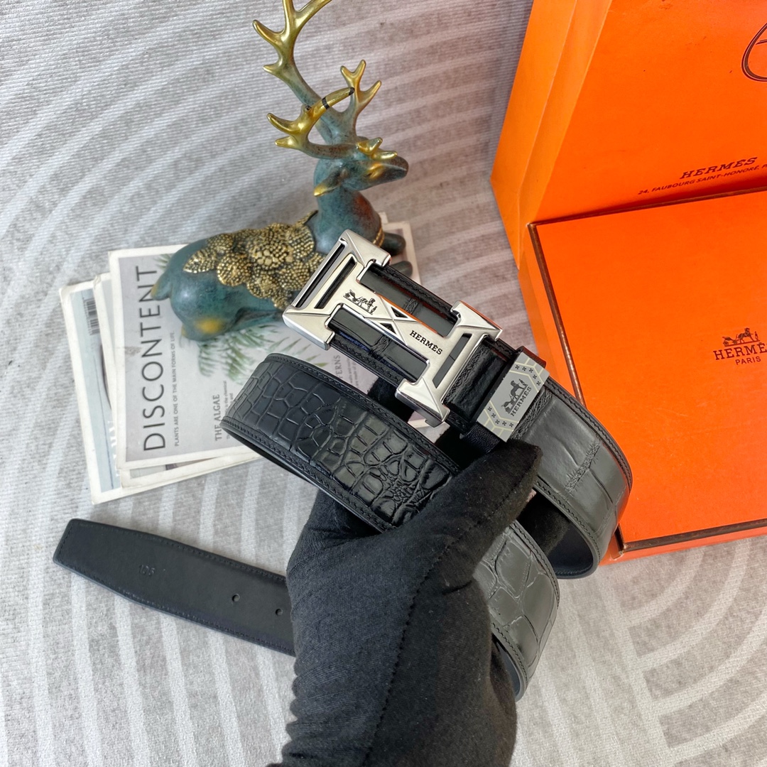 爱马仕💕 特种皮腰带系列 ，原厂五金精品不锈钢扣，手感柔软舒适 宽3.8CM。