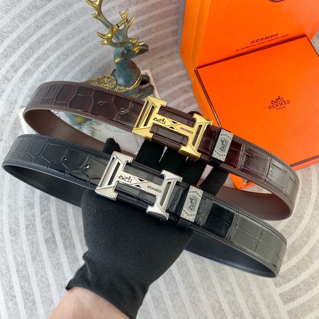 爱马仕💕 特种皮腰带系列 ，原厂五金精品不锈钢扣，手感柔软舒适 宽3.8CM。