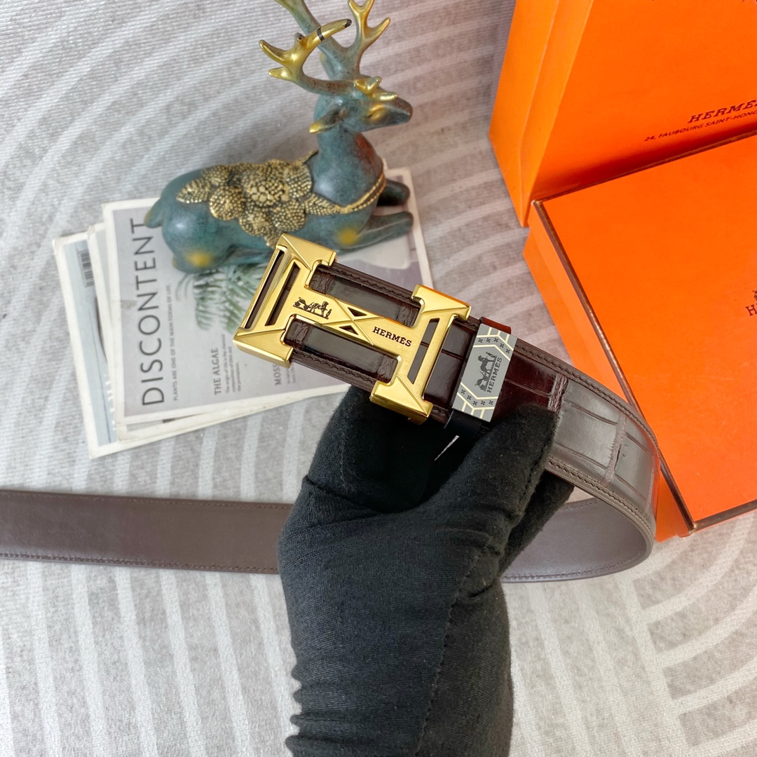 爱马仕💕 特种皮腰带系列 ，原厂五金精品不锈钢扣，手感柔软舒适 宽3.8CM。