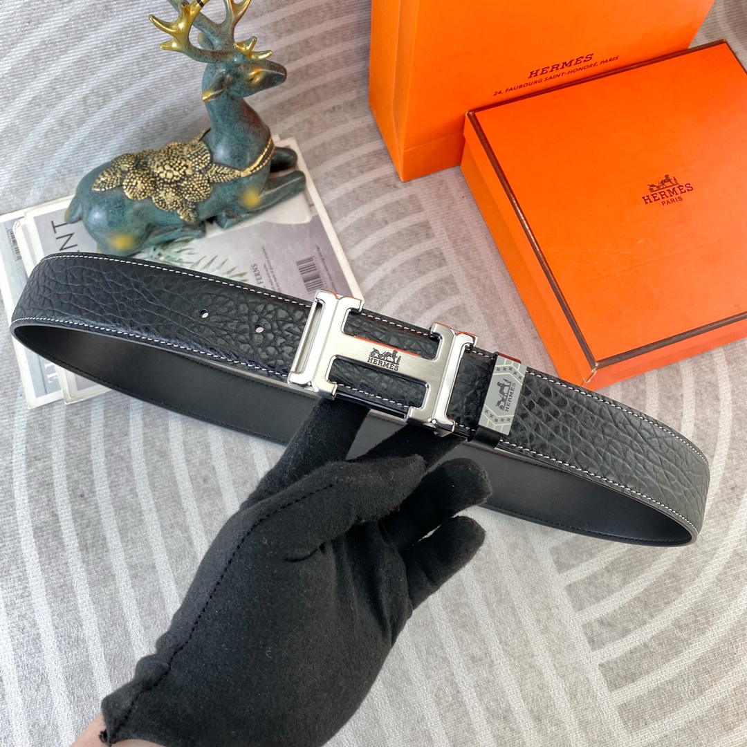 爱马仕💕 特种皮腰带系列 ，原厂五金精品不锈钢扣，手感柔软舒适 宽3.8CM。