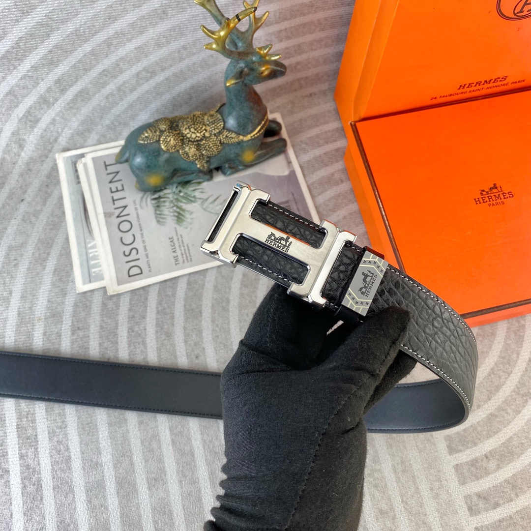 爱马仕💕 特种皮腰带系列 ，原厂五金精品不锈钢扣，手感柔软舒适 宽3.8CM。