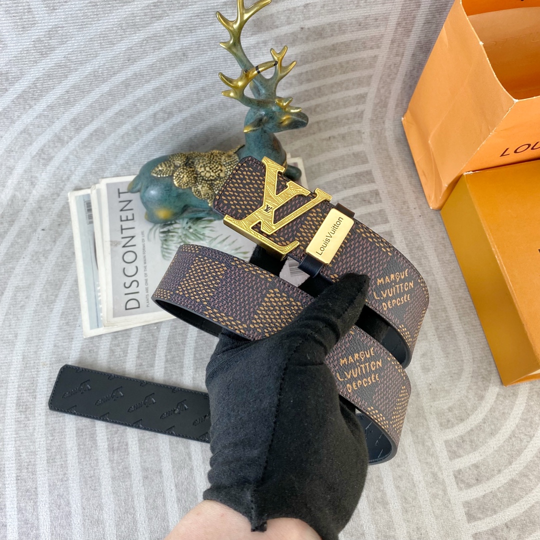 LV💕 特种皮腰带系列 ，原厂五金精品不锈钢扣，手感柔软舒适 宽3.8CM。