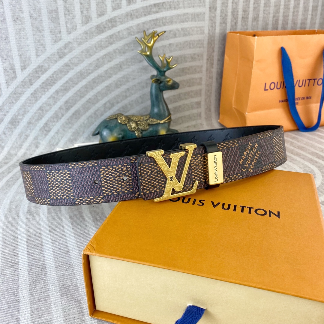 LV💕 特种皮腰带系列 ，原厂五金精品不锈钢扣，手感柔软舒适 宽3.8CM。