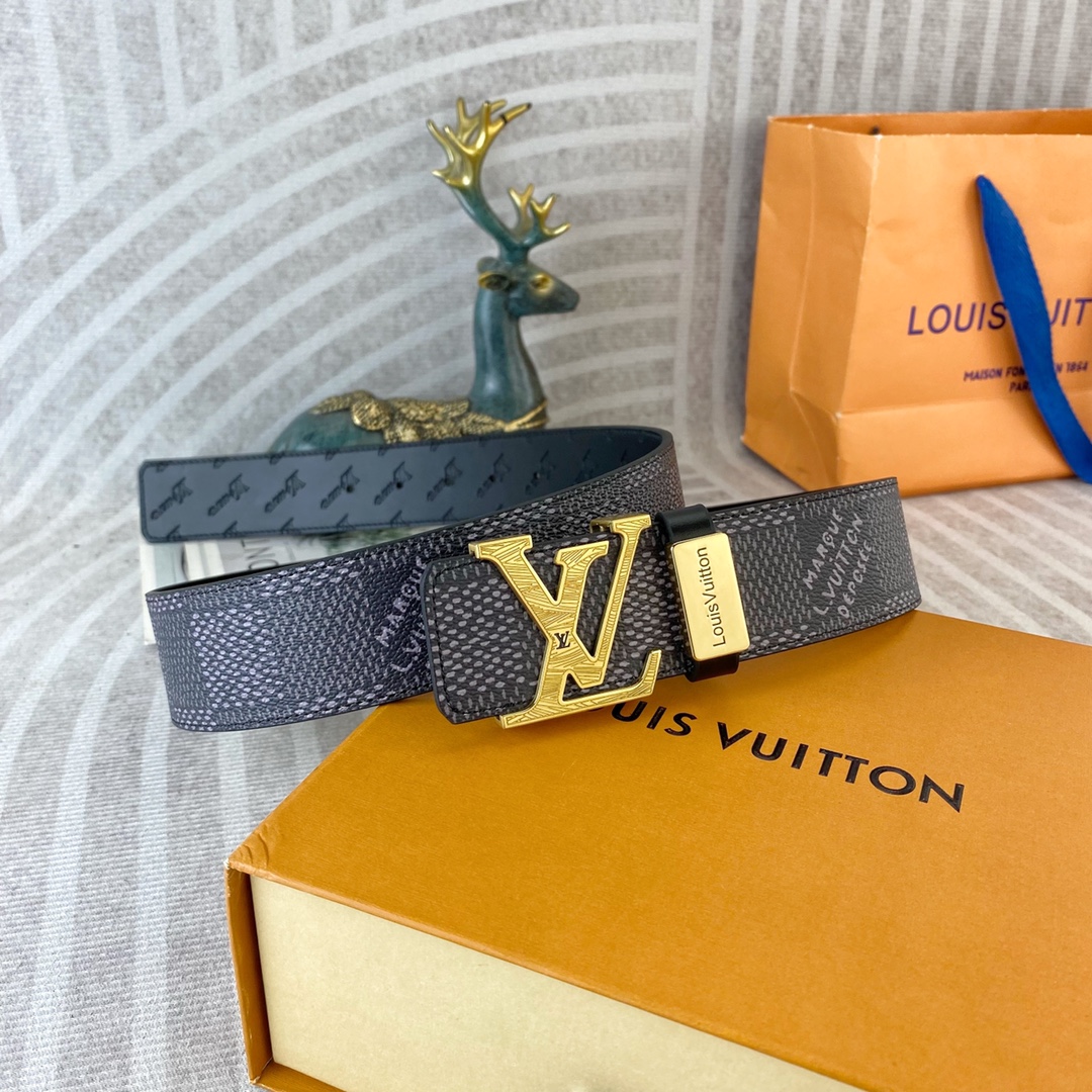 LV💕 特种皮腰带系列 ，原厂五金精品不锈钢扣，手感柔软舒适 宽3.8CM。