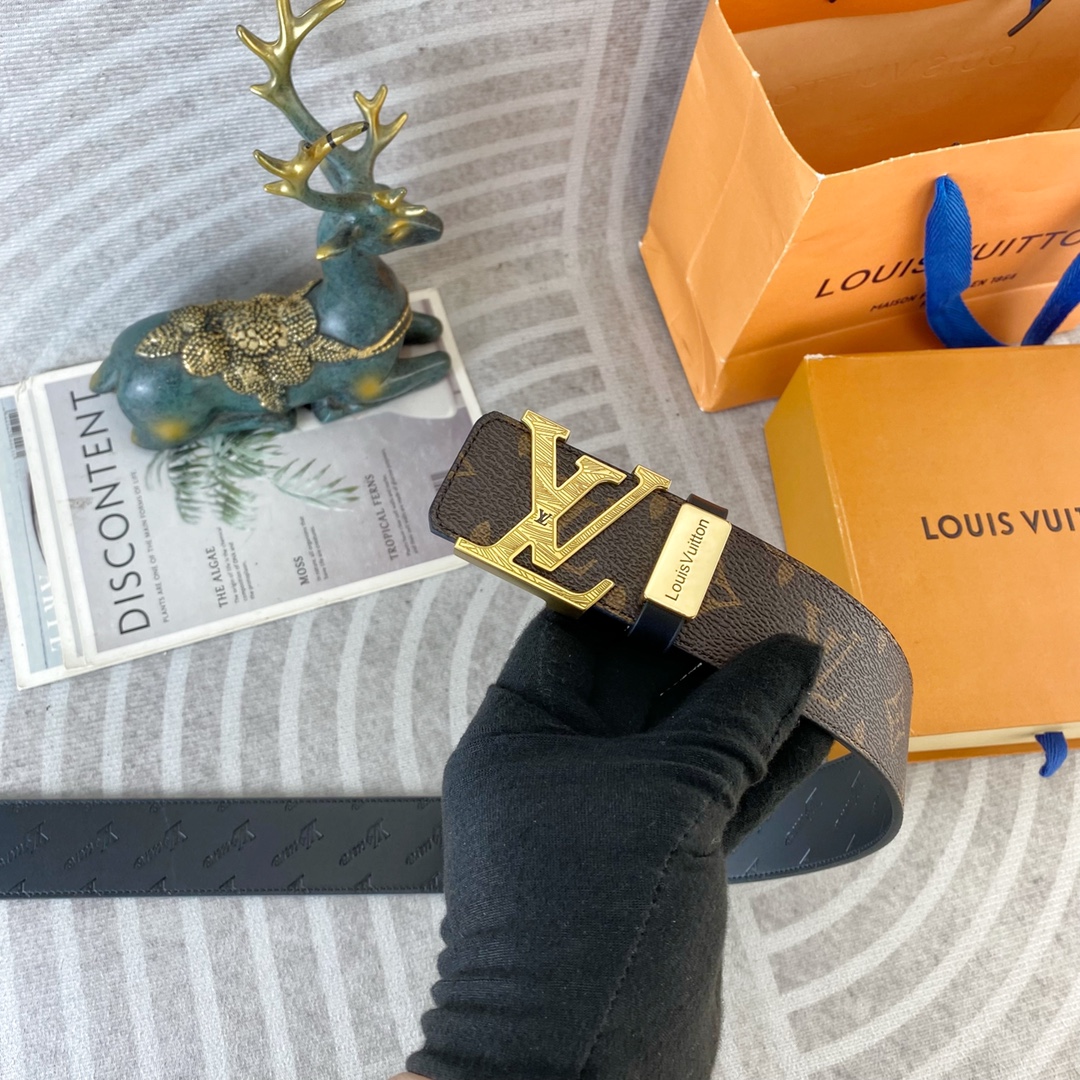 LV💕 特种皮腰带系列 ，原厂五金精品不锈钢扣，手感柔软舒适 宽3.8CM。