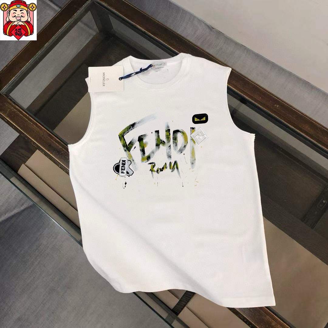 Fendi 品牌【FENDI 芬迪】2025夏季新品背心T袖 简约款式 任何人都可以轻松驾驶 进口定制丝光棉面料 手软舒适有型 吸汗透气