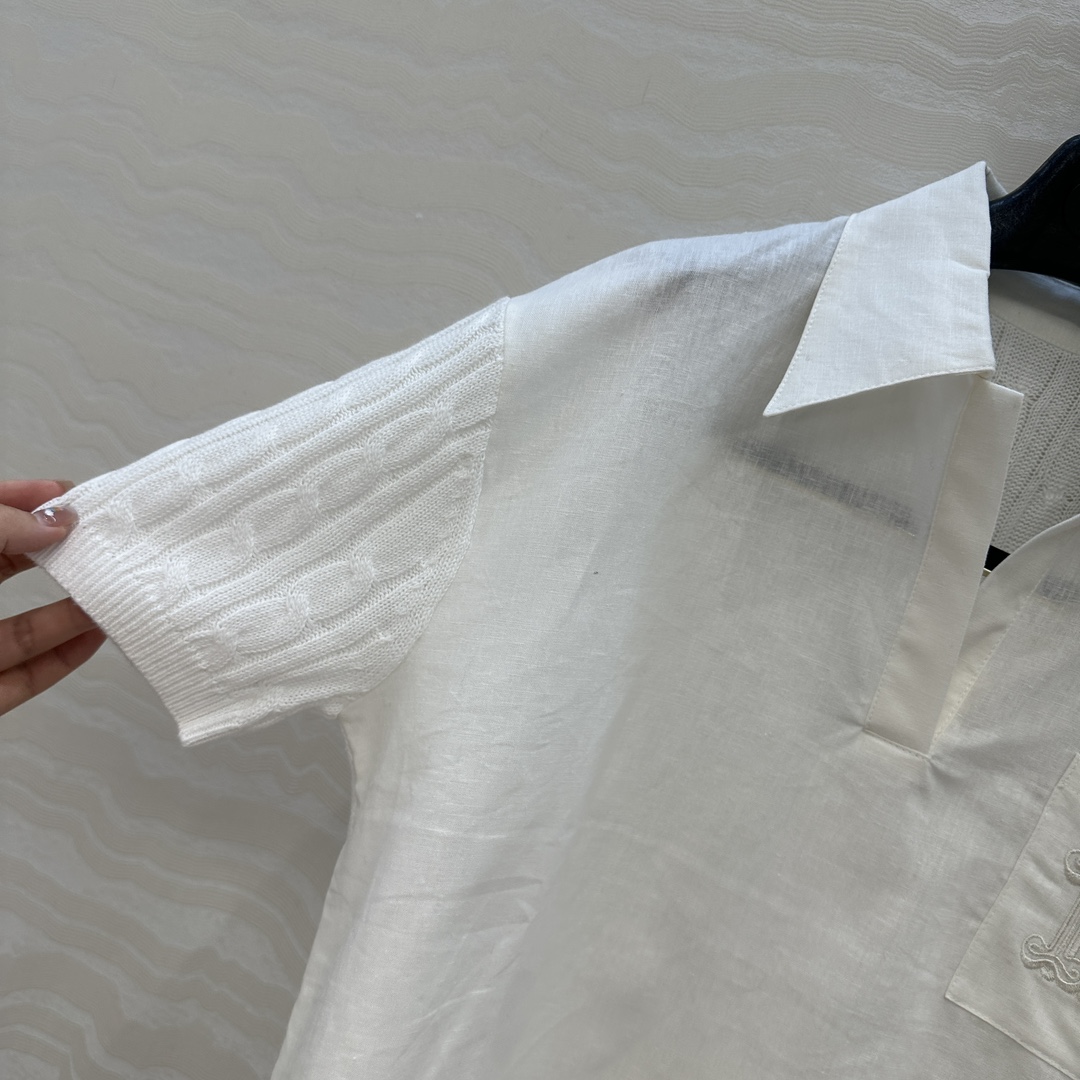 独家首发！原单品质❤️Max高智感穿搭！刺绣字母口袋优雅翻领衬衫！拼接针织设计亚麻面料质感轻盈舒适。气质