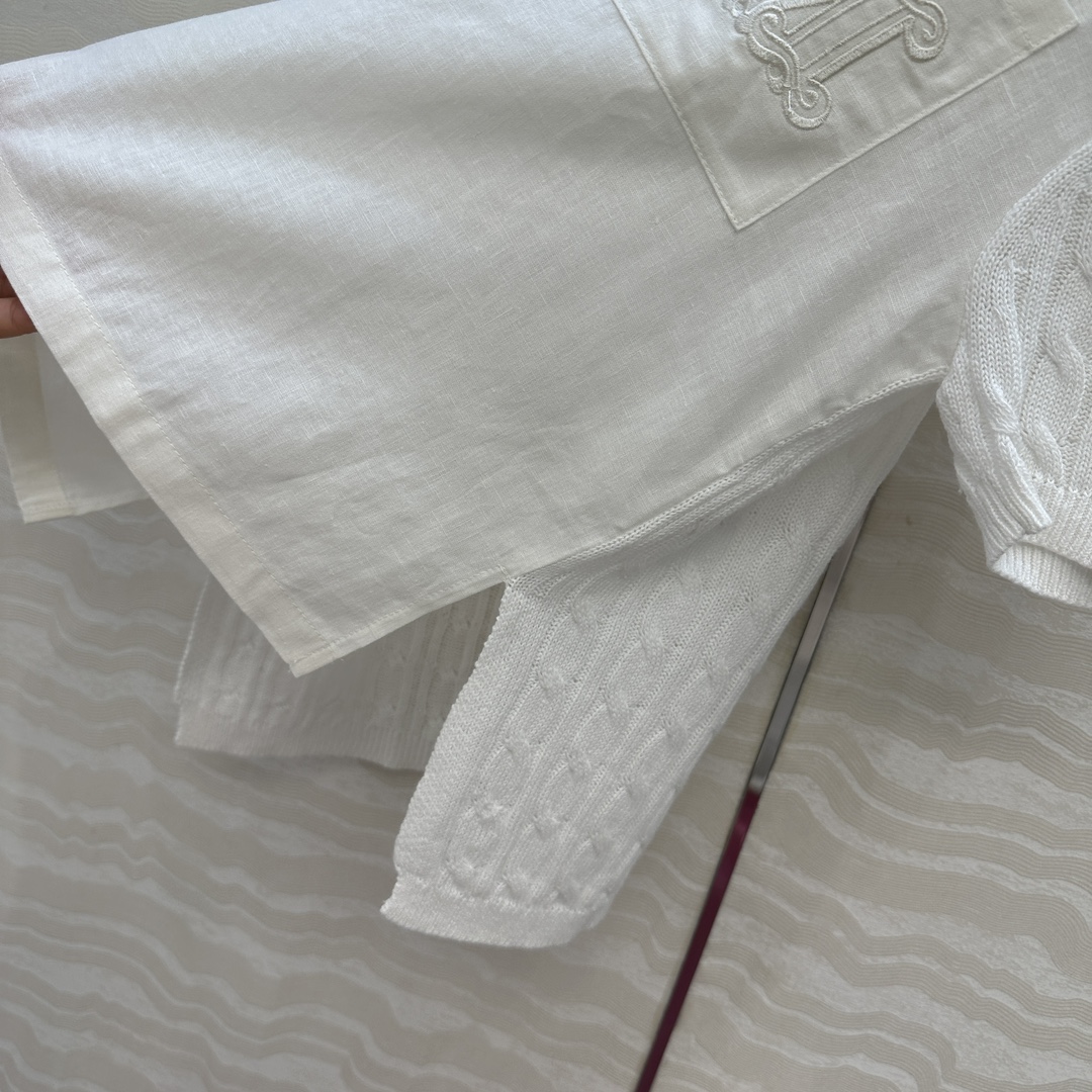 独家首发！原单品质❤️Max高智感穿搭！刺绣字母口袋优雅翻领衬衫！拼接针织设计亚麻面料质感轻盈舒适。气质