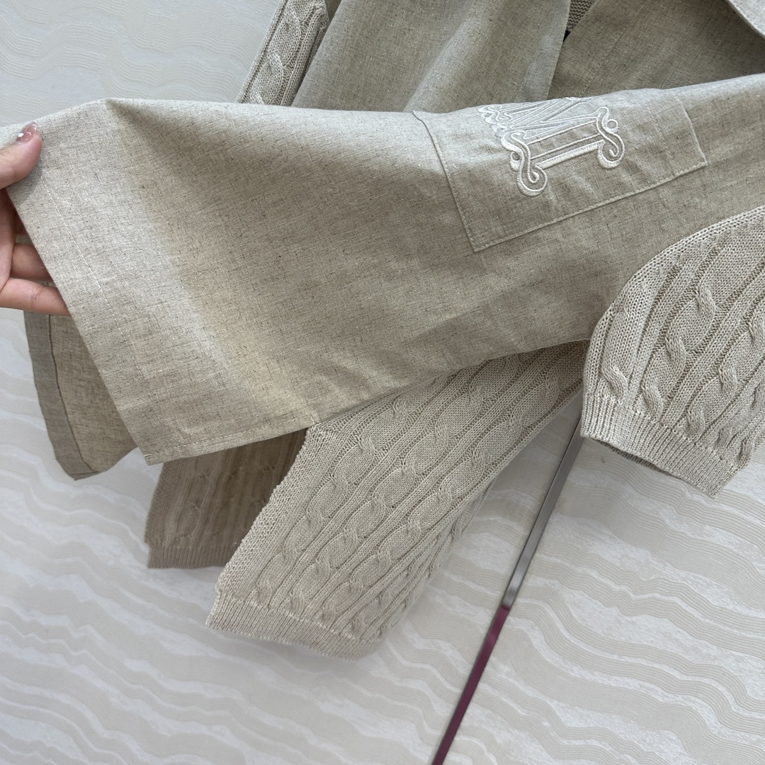 独家首发！原单品质❤️Max高智感穿搭！刺绣字母口袋优雅翻领衬衫！拼接针织设计亚麻面料质感轻盈舒适。气质