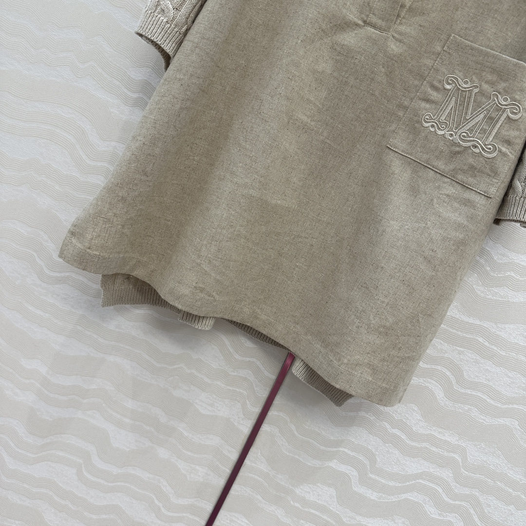 独家首发！原单品质❤️Max高智感穿搭！刺绣字母口袋优雅翻领衬衫！拼接针织设计亚麻面料质感轻盈舒适。气质