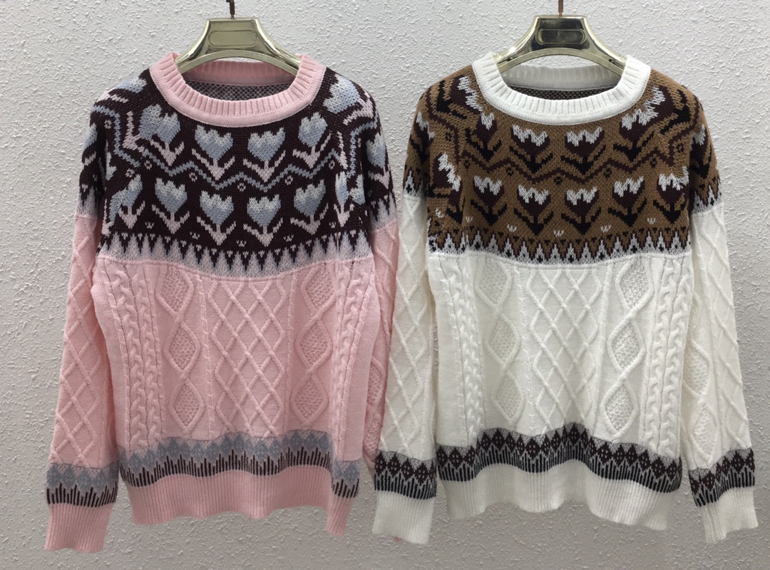 NO:449614,1408058-1 Fair Island autumn and winter heavy industry jacquard round neck top SML white, pink, alexander wang198609091408058-1 费尔岛秋冬款重工提花圆领上衣 SML 白色、粉色,,alexander wang,Women's clothing