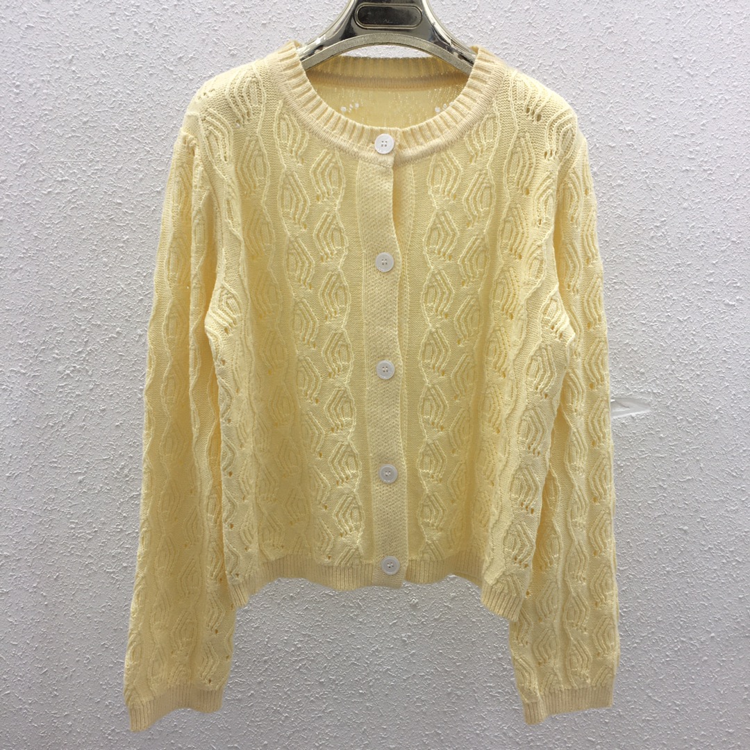 NO:449609,8055 New Heavy Industry Jacquard Hollow Knit Cardigan SML Yellow, Alexander Wang198609098055 秋冬新款重工提花镂空针织开衫 SML 黄色,,alexander wang,Women's clothing