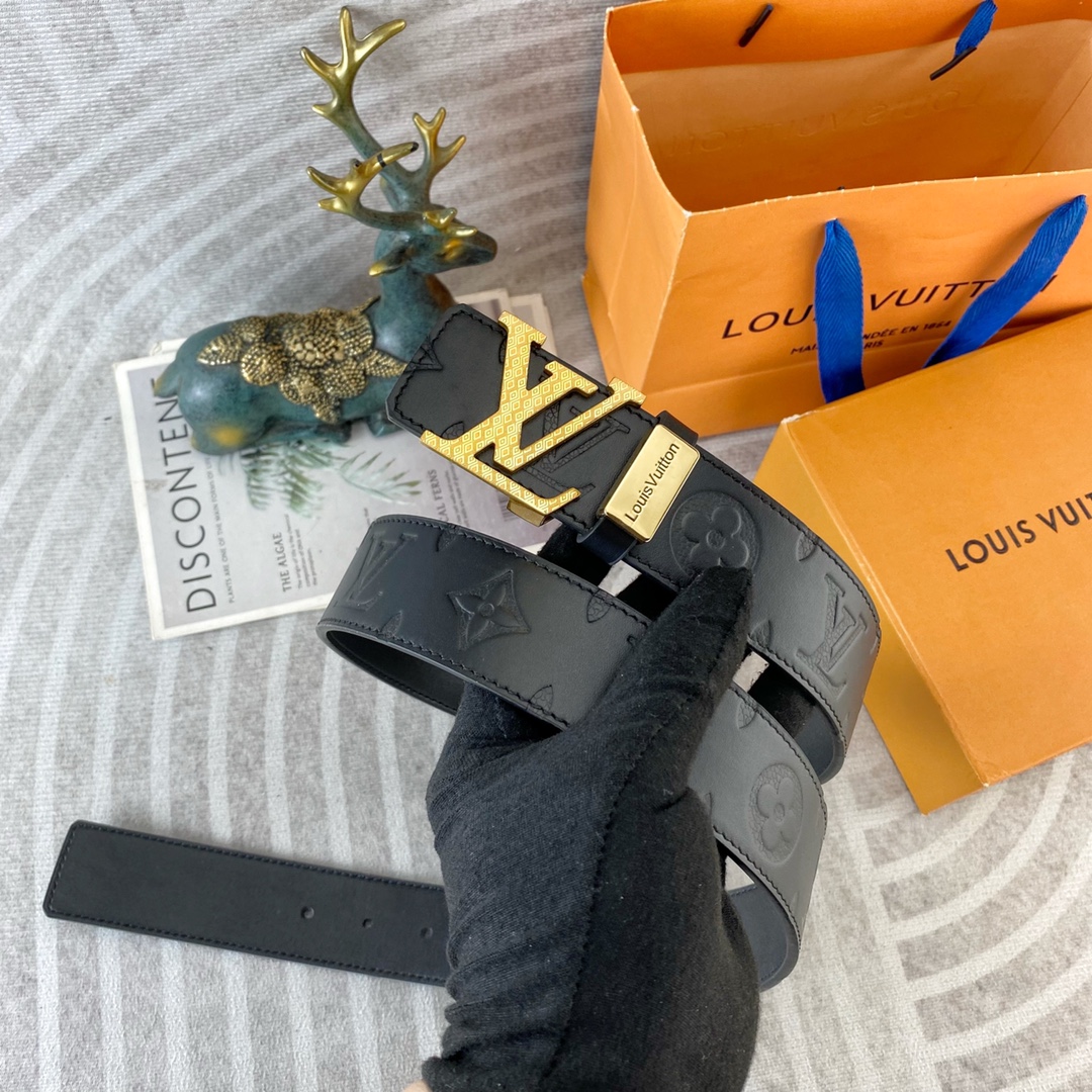 LV💕 特种皮腰带系列 ，原厂五金精品不锈钢扣，手感柔软舒适 宽3.8CM。